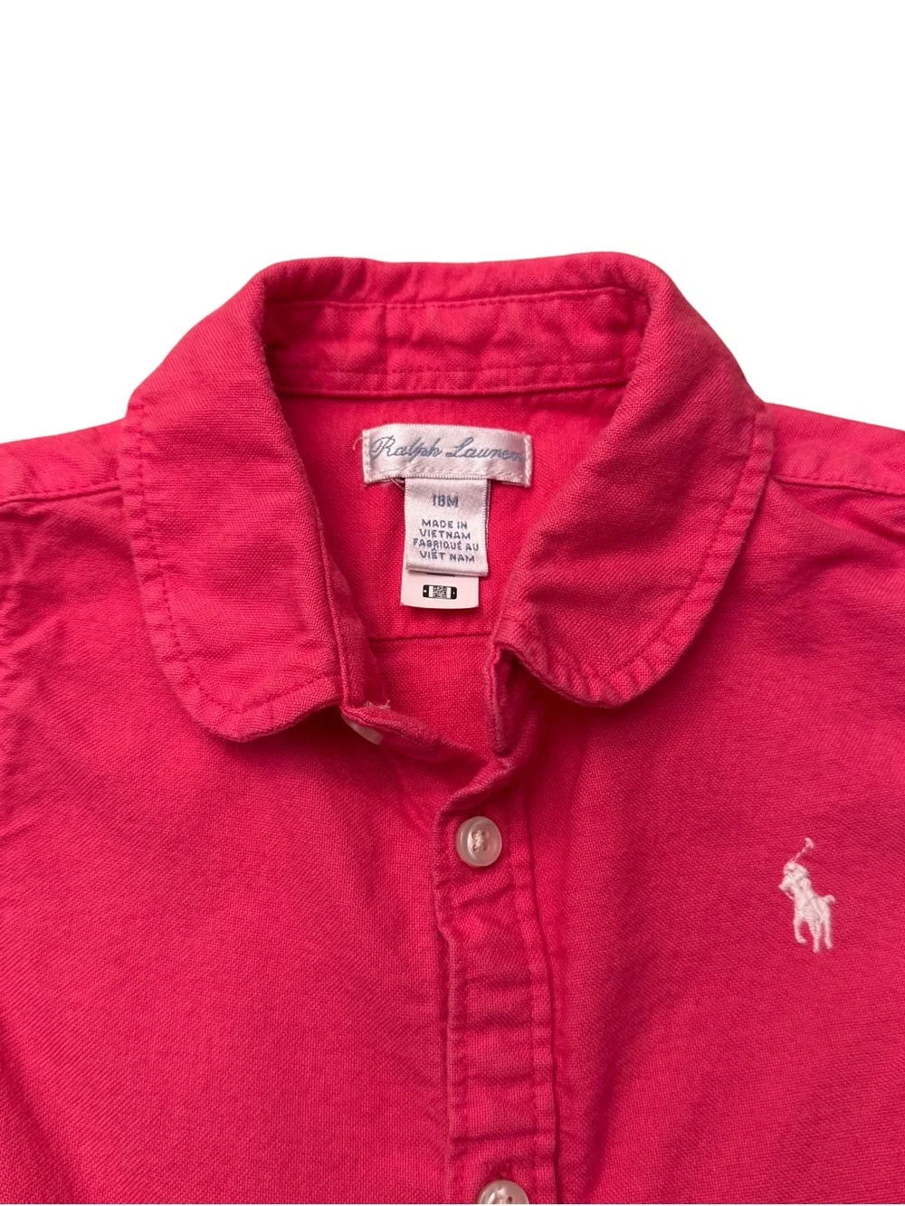 Ralph Lauren Girls' Pink Button-Front Cotton Oxford Polo Shirt Dress